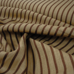 Striped woven linen - Natural and brown - Calissone