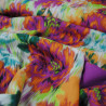 Satin de viscose florale Floue - Purple et orange - Calissone