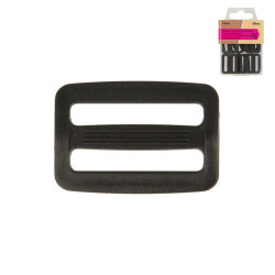 Boucle coulisse 25mm plastique noir (8 pièces) - Calissone