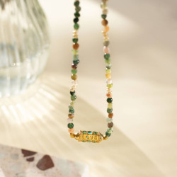 DIY Jewelry Kit - necklace made of natural Indian Agate stones - Calissone