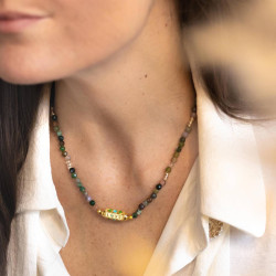 DIY Jewelry Kit - necklace made of natural Indian Agate stones - Calissone