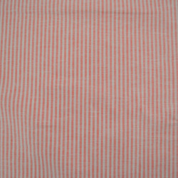 Lin coton tissé à rayures - Rouge pâle - Calissone