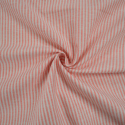 Lin coton tissé à rayures - Rouge pâle - Calissone