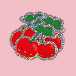 Cherry Glitter Sticker - Calissone