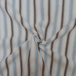 Cotton Seersucker Striks - Brown and Blue - Calissone