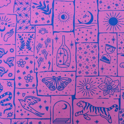 Mystic vibes cotton poplin - Pink and blue - Calissone