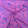 Popeline de coton Mystic vibes - Rose et bleu - Calissone
