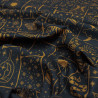 Popeline de coton Mystic vibes - Noir et ochre - Calissone