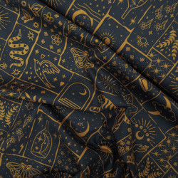 Mystic vibes cotton poplin - Black and ocher - Calissone