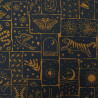 Popeline de coton Mystic vibes - Noir et ochre - Calissone