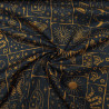 Popeline de coton Mystic vibes - Noir et ochre - Calissone