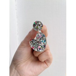 Earrings - Silver glitter heart - Calissone