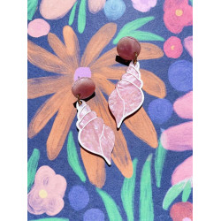 Earrings - Pink glitter shell - Calissone