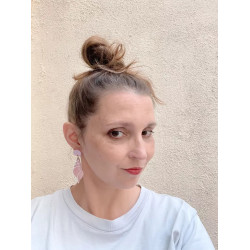 Earrings - Pink glitter shell - Calissone