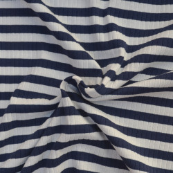 Jersey côtelé marinière - Bleu marine - Calissone