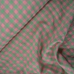 Vichy yarn dyed Bubble - Pink and green checks (coupon) - Calissone