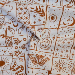 Mystic vibes cotton poplin - Hazelnut and cream - Calissone