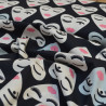 Cotton Popeline Coeur Faces - Black - Calissone