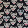 Cotton Popeline Coeur Faces - Black - Calissone