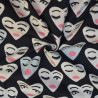 Cotton Popeline Coeur Faces - Black - Calissone