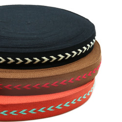 Sangle 40mm chevron - Noir / blanc - Calissone