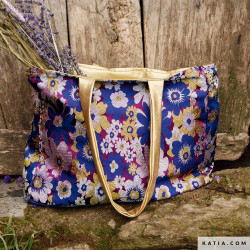 Brocade / Floral Jacquard - Blue and plum - Calissone