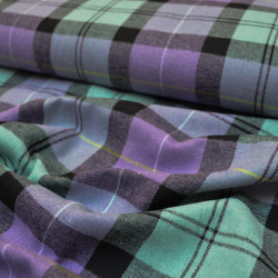 Flanelle tartan - Violet et vert menthe - Calissone