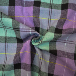 Flanelle tartan - Violet et vert menthe - Calissone