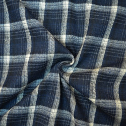 Flanelle tartan - Bleu marine et blanc cassé - Calissone