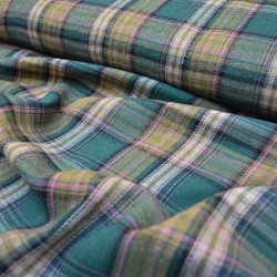 Flanelle tartan - Vert et jaune moutarde - Calissone