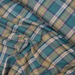 Flanelle tartan - Vert et jaune moutarde - Calissone