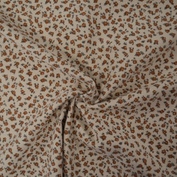 Flanelle de coton florale - Fleurs ochres - Calissone
