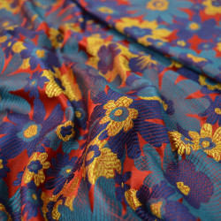 Brocart / Jacquard floral - Rouge et vert - Calissone