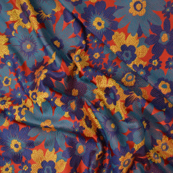 Brocart / Jacquard floral - Rouge et vert - Calissone