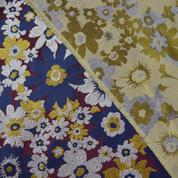 Brocade / Floral Jacquard - Blue and plum - Calissone
