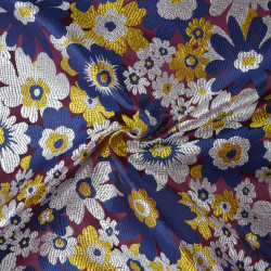 Brocade / Floral Jacquard - Blue and plum - Calissone