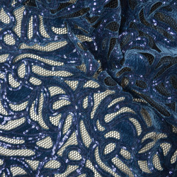 Sequin and velvet lace - Blue - Calissone