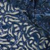 Dentelle de sequins et velours - Bleu - Calissone
