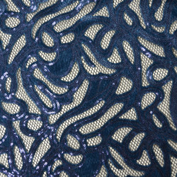 Sequin and velvet lace - Blue - Calissone