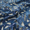 Dentelle de sequins et velours - Bleu - Calissone