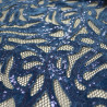 Dentelle de sequins et velours - Bleu - Calissone