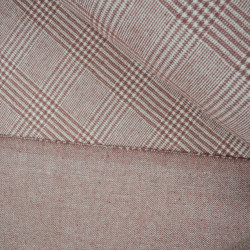Double -sided tartan woolen - old pink / ecru - Calissone