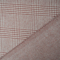 Lainage tartan double face - Vieux rose / écru - Calissone