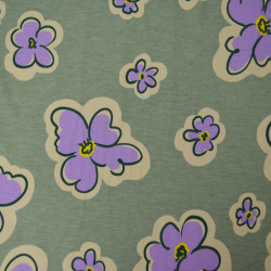 Jersey coton Abstract flower - Vert menthe - Calissone
