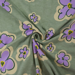 Jersey coton Abstract flower - Vert menthe - Calissone
