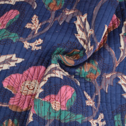 Double-sided quilted Block print - Blue Flower - Calissone
