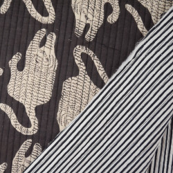 Double-sided quilted Block print - Little Tigre Antracite gray - Calissone