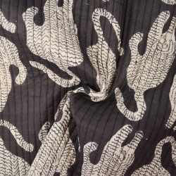 Double-sided quilted Block print - Little Tigre Antracite gray - Calissone