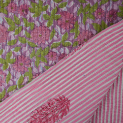 Double-sided quilted Block print - Rose bush - Calissone