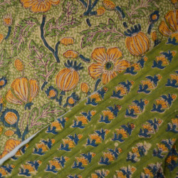 Double-sided quilted Block print - Khaki Bloom - Calissone